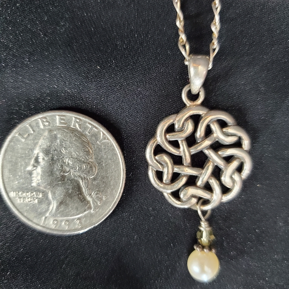 Vintage Sterling Silver 925 PSCL-Peter Stone IRISH CELTIC KNOT Pendant Necklace - Picture 7 of 10